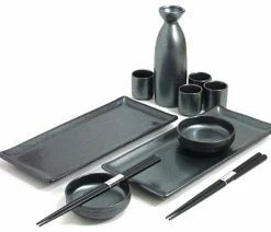 Discount 🥰 MySushiSet.com Black Crystal Sushi And Sake Set 🎁