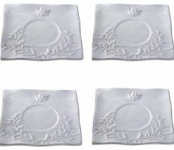 New 🎉 A&B Home Ceramic Square Dinner Plate Bust 10x10" Set Of 4 🔥