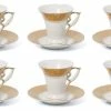 Promo ⭐ Royalty Porcelain 12-pc Espresso Coffee Set For 6, Gold Bone China (1310-C2002) 🔥