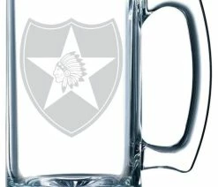 Cheapest 🤩 Etched Laser Art United States Army 2nd Infantry Division Etched 25oz. Libbey Sports Beer Mug 🥰