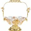 Coupon 🔔 GIFTS PLAZA Table Serving Basket With Handle 1pc, Fruit Bowl Gold With Crystals 🤩