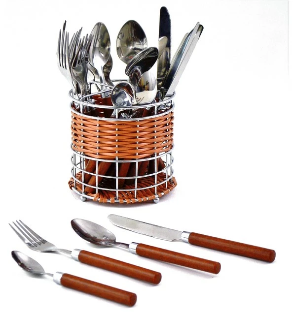 Top 10 👏 Nature Home Decor Flatware Set Of Stainless Steel With Wood Finish Design Handles And Round Caddy 🥰 1 Top 10 👏 Nature Home Decor Flatware Set Of Stainless Steel With Wood Finish Design Handles And Round Caddy 🥰