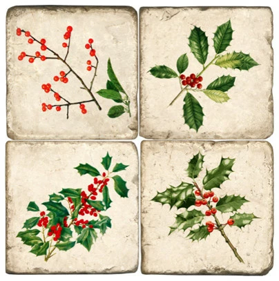 Discount ๐ฅฐ Studio Art & Stone Tumbled Marble Coaster St/4 With Coaster Stand, American Holly ๐ 1 Discount ๐ฅฐ Studio Art & Stone Tumbled Marble Coaster St/4 With Coaster Stand, American Holly ๐