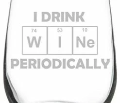 Best Sale 🤩 MIP Wine Glass Funny Science Geek Nerd I Drink Wine Periodically, 17 Oz Stemless 😍