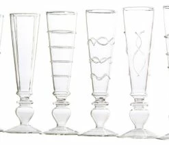 Hot Sale 🔥 Abigails Inc Footed Razzle Dazzle Champagne Flutes With Clear Accents, Set Of 6 💯