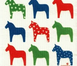 Wholesale 🛒 Anneko Swedish Dishcloth/Sponge Cloth: Dala Horse, Multicolor 👍