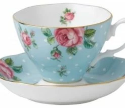 Cheap ✨ Waterford Crystal Royal Albert Teacup And Saucer Set Polka Blue ✨
