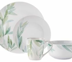 Budget 🧨 Safdie & Co. Porcelain Dinnerset 16 Piece Porcelain Foliage ⌛