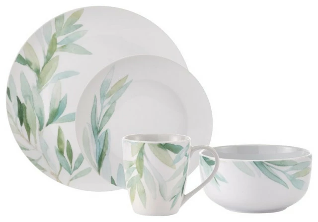Budget 𧨠Safdie & Co. Porcelain Dinnerset 16 Piece Porcelain Foliage β 1 Budget 𧨠Safdie & Co. Porcelain Dinnerset 16 Piece Porcelain Foliage β