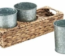 Deals ⌛ Artland Garden Terrace Seagrass Flatware Caddy With 3 Galvanized Cups 🎉
