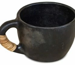 Best Sale 🛒 Terra Klay Artisan Handmade Black Round Ceramic Teacup 🛒