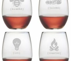 Cheap 🥰 Susquehanna Glass Company Tipsy Stemless 4-Piece Wine Glass Set 🔥