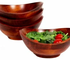 Best Sale 😀 Woodard & Charles 4-Piece Individual Wood Salad Bowl Set 🧨