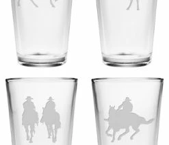 Cheapest 🎉 Susquehanna Glass Company Wranglin' Cowboys 4-Piece Pint Glass Set ⭐