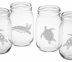 Discount ⌛ Susquehanna Glass Company Sea Turtles 4-Piece Drinking Jar Set 🥰