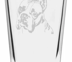 Promo 🛒 Etched Laser Art Boxer 🦮 Dog Themed Etched All Purpose 16oz. Libbey Pint Glass 🔔