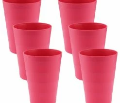 Discount 💯 Ybmhome Break-Resistant Plastic Cups 12Oz, Reusable Design, Set Of 6, Pink 🤩