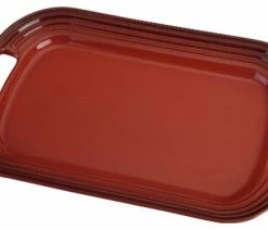 Buy 🤩 Le Creuset Cerise Cherry Stoneware Serving Platter, 16.25 X 11.25 Inch 🔔