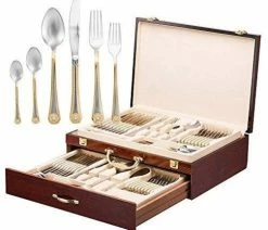 Top 10 👏 Italian Collection 'Greek' 75pc Premium Flatware Set, For 12, 24K Gold 🎁