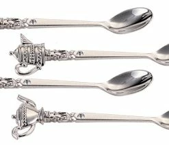 Buy 👏 Leeber Ltd Elegance Silver Plated Teapot Spoons With Crystal, Set Of 4 🧨