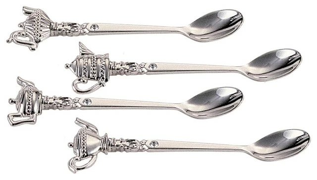 Buy ๐ Leeber Ltd Elegance Silver Plated Teapot Spoons With Crystal, Set Of 4 ๐งจ 1 Buy ๐ Leeber Ltd Elegance Silver Plated Teapot Spoons With Crystal, Set Of 4 ๐งจ