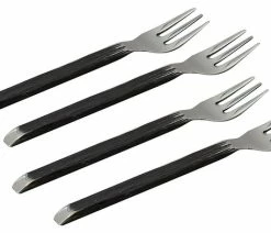 Wholesale 🌟 Elegance Gibraltar Forks, 2 Tone Black Matte And Stainless Steel, Set Of 4 😉