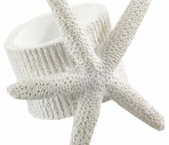 Flash Sale 🤩 Fennco Styles Unique Starfish Nautical Napkin Ring, White, Set Of 4 🎁