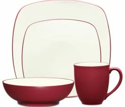 Buy 😉 Noritake Colorwave Raspberry Square 32Pc Dinnerware Set, Service For 8 🥰