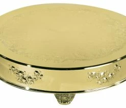 Best Sale 😀 Elegance 18" Round Cake Plateau, Gold Finish 🔥