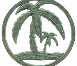 Cheap 💯 Chesapeake Bay Palm Tree Kitchen Trivet Hot Plate Cast Iron Verdi Green ✨