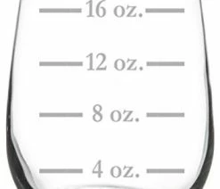 Outlet ⌛ MIP Wine Glass Goblet Measuring Cup Ounces, 17 Oz Stemless 🔥