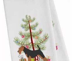 Wholesale 🎉 Carolines Treasures Airedale Terrier Merry 🎁 Christmas Tree White Kitchen Towel 🛒
