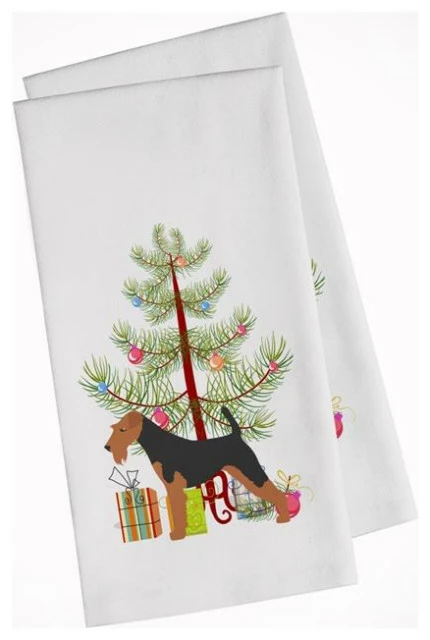 Wholesale ๐ Carolines Treasures Airedale Terrier Merry ๐ Christmas Tree White Kitchen Towel ๐ 1 Wholesale ๐ Carolines Treasures Airedale Terrier Merry ๐ Christmas Tree White Kitchen Towel ๐