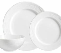 Cheap 😀 Safdie & Co. Porcelain Dinnerset 12 Piece Round Rim Embossed Wave 😍